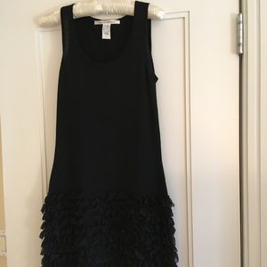 DVF silk/wool knit tank ruffle skirt dress
